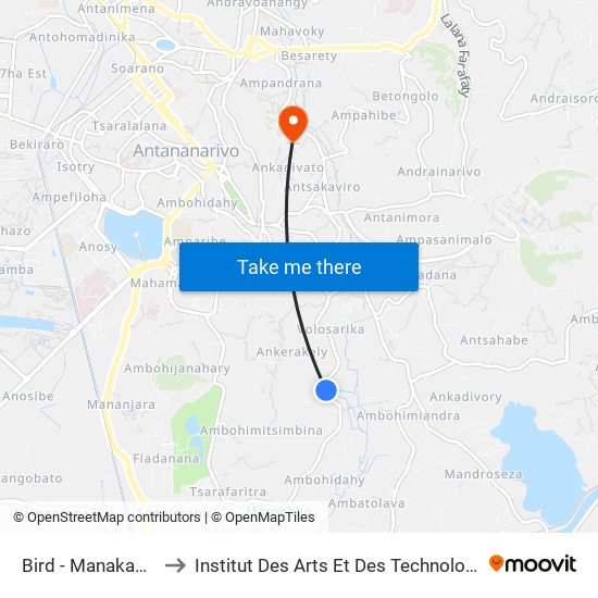 Bird - Manakambahiny to Institut Des Arts Et Des Technologies Avancées map