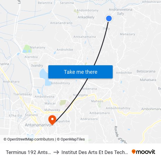 Terminus 192 Antsampandrano to Institut Des Arts Et Des Technologies Avancées map