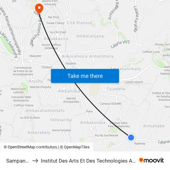 Sampanana to Institut Des Arts Et Des Technologies Avancées map