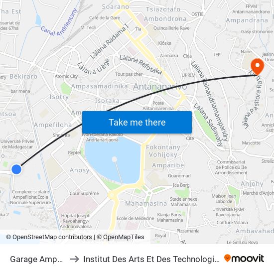 Garage Ampefiloha to Institut Des Arts Et Des Technologies Avancées map