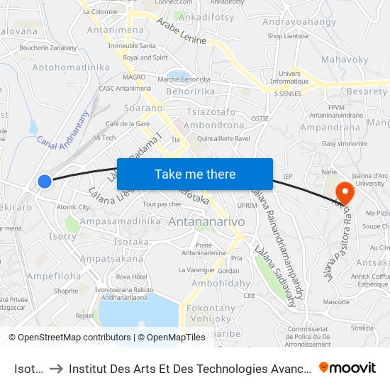 Isotry to Institut Des Arts Et Des Technologies Avancées map