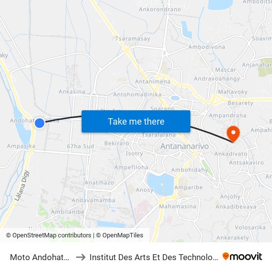 Moto Andohatapenaka to Institut Des Arts Et Des Technologies Avancées map