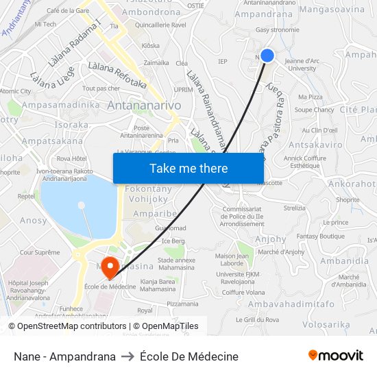 Nane - Ampandrana to École De Médecine map