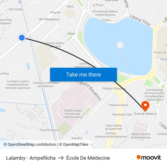 Lalamby - Ampefiloha to École De Médecine map
