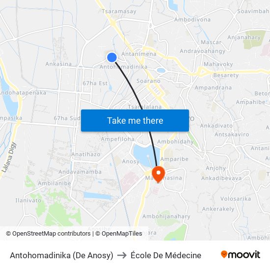 Antohomadinika (De Anosy) to École De Médecine map