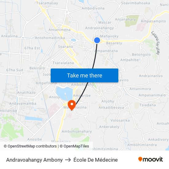 Andravoahangy Ambony to École De Médecine map