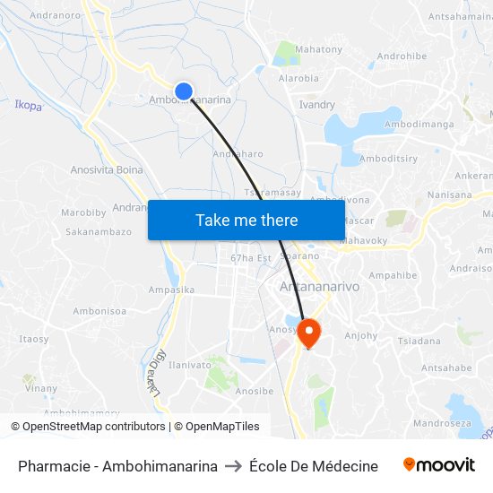Pharmacie - Ambohimanarina to École De Médecine map