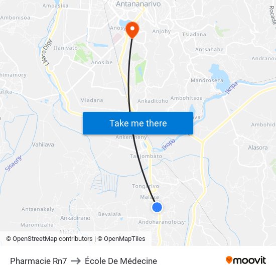 Pharmacie Rn7 to École De Médecine map