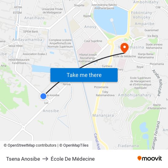 Tsena Anosibe to École De Médecine map