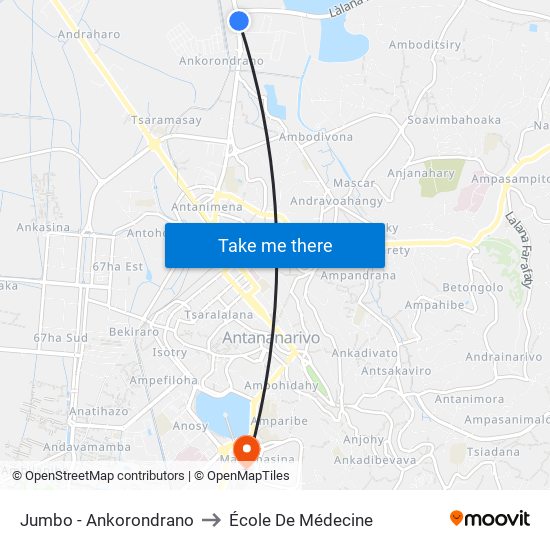Jumbo - Ankorondrano to École De Médecine map