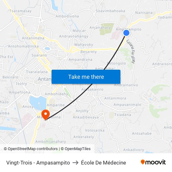 Vingt-Trois - Ampasampito to École De Médecine map