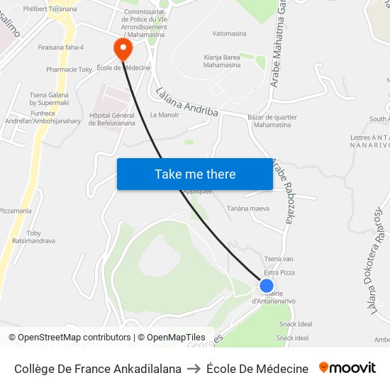 Collège De France Ankadilalana to École De Médecine map