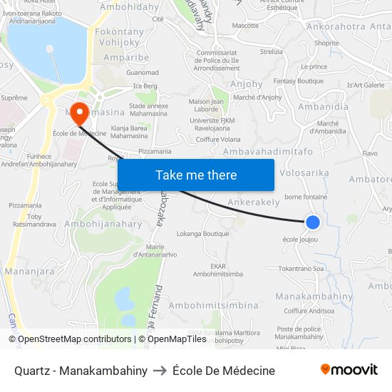 Quartz - Manakambahiny to École De Médecine map