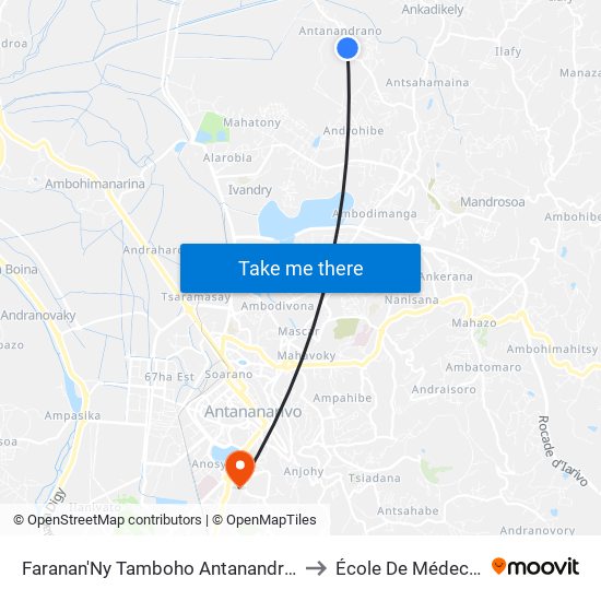 Faranan'Ny Tamboho Antanandrano to École De Médecine map