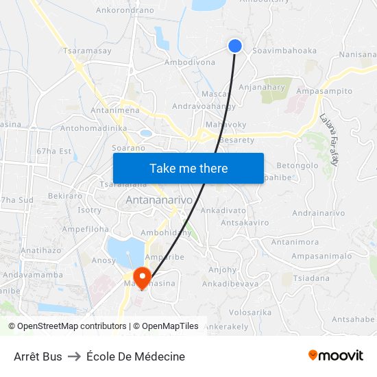 Arrêt Bus to École De Médecine map