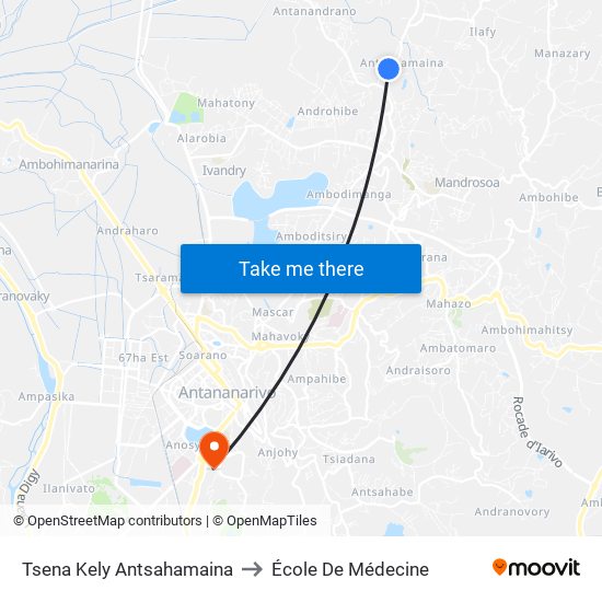 Tsena Kely Antsahamaina to École De Médecine map