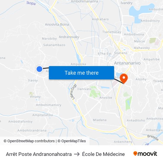 Arrêt Poste Andranonahoatra to École De Médecine map