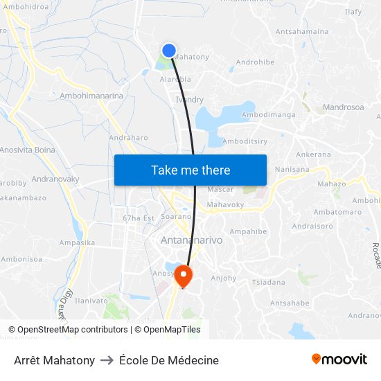 Arrêt Mahatony to École De Médecine map