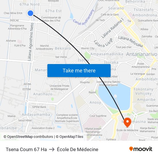 Tsena Coum 67 Ha to École De Médecine map