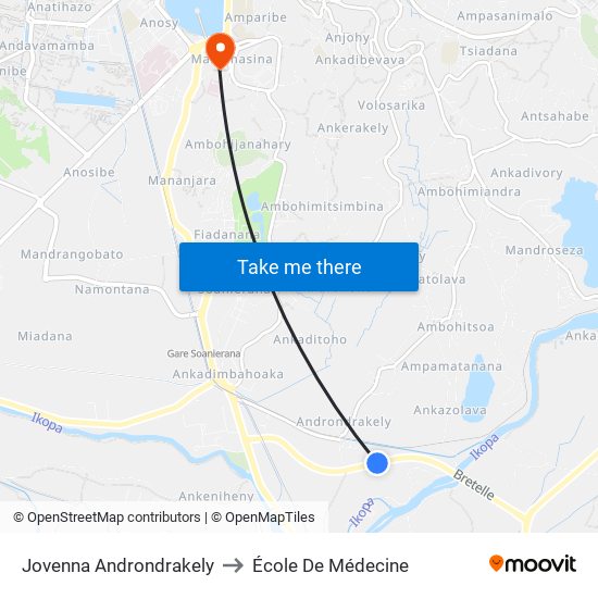 Jovenna Androndrakely to École De Médecine map