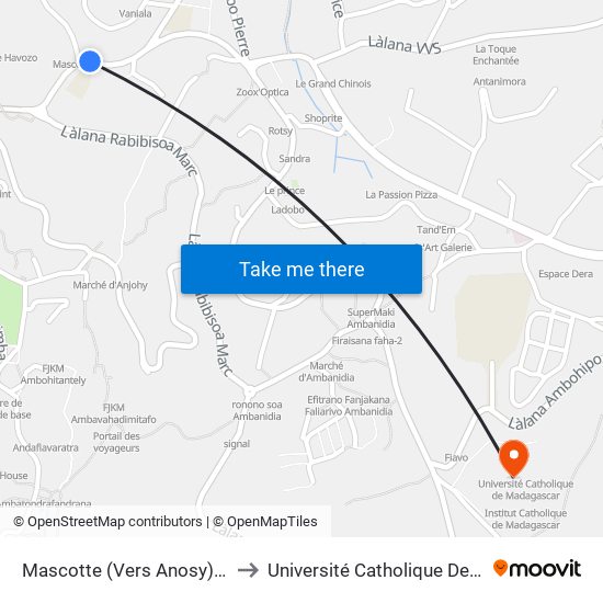 Mascotte (Vers Anosy) - Antsahabe to Université Catholique De Madagascar map