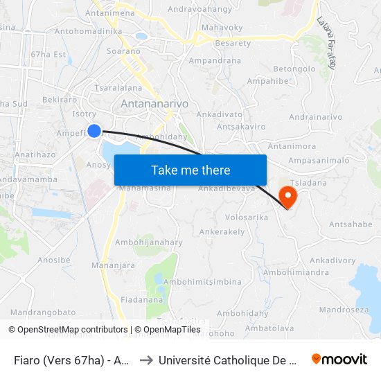 Fiaro (Vers 67ha) - Ampefiloha to Université Catholique De Madagascar map