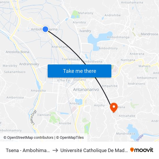 Tsena - Ambohimanarina to Université Catholique De Madagascar map