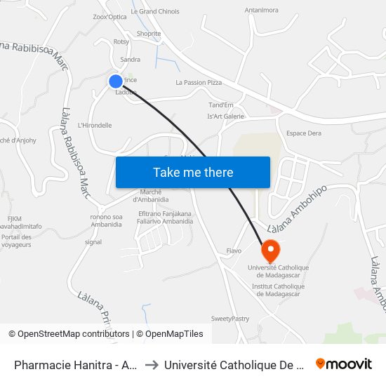 Pharmacie Hanitra - Antsakaviro to Université Catholique De Madagascar map