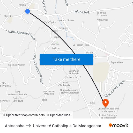 Antsahabe to Université Catholique De Madagascar map