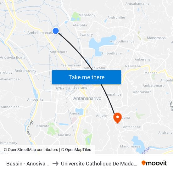 Bassin - Anosivavaka to Université Catholique De Madagascar map