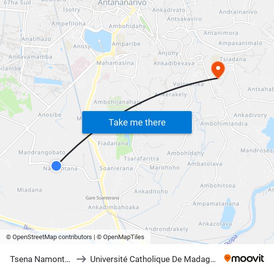 Tsena Namontana to Université Catholique De Madagascar map
