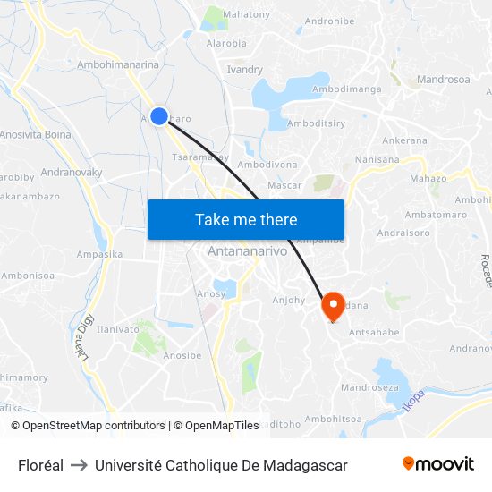 Floréal to Université Catholique De Madagascar map