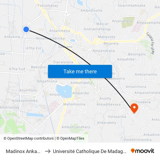 Madinox Ankasina to Université Catholique De Madagascar map