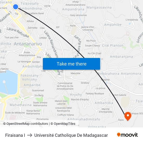 Firaisana I to Université Catholique De Madagascar map