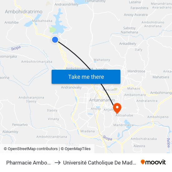 Pharmacie Ambohibao to Université Catholique De Madagascar map