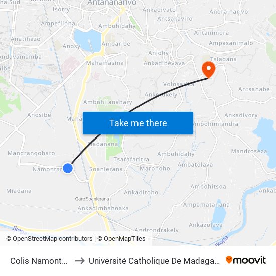 Colis Namontana to Université Catholique De Madagascar map