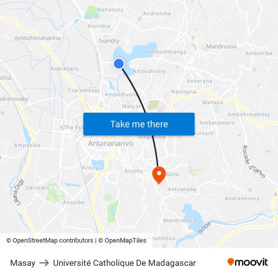 Masay to Université Catholique De Madagascar map