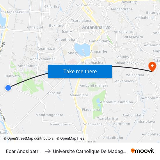 Ecar Anosipatrana to Université Catholique De Madagascar map