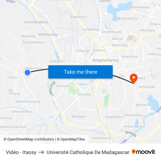 Vidéo - Itaosy to Université Catholique De Madagascar map