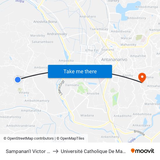 Sampanan'I Victor Itaosy to Université Catholique De Madagascar map