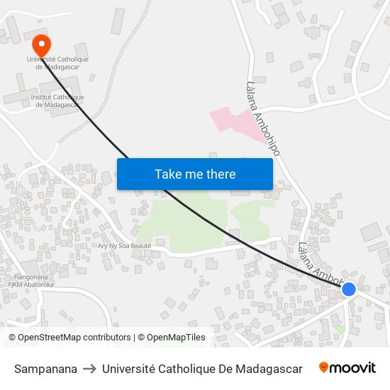 Sampanana to Université Catholique De Madagascar map