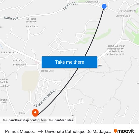 Primus Mausolée to Université Catholique De Madagascar map