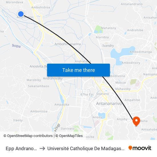 Epp Andranoro to Université Catholique De Madagascar map
