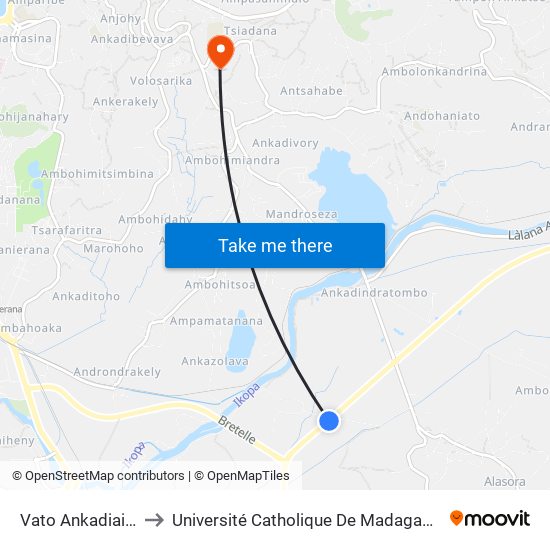 Vato Ankadiaivo to Université Catholique De Madagascar map