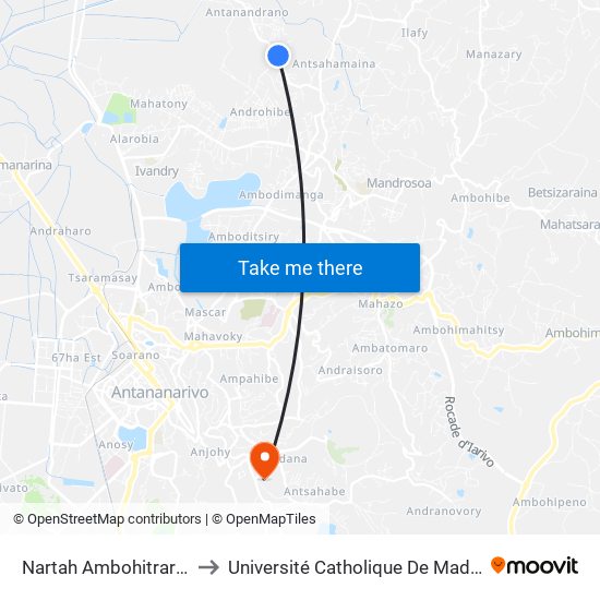 Nartah Ambohitrarahaba to Université Catholique De Madagascar map