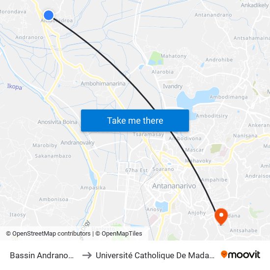 Bassin Andranomena to Université Catholique De Madagascar map