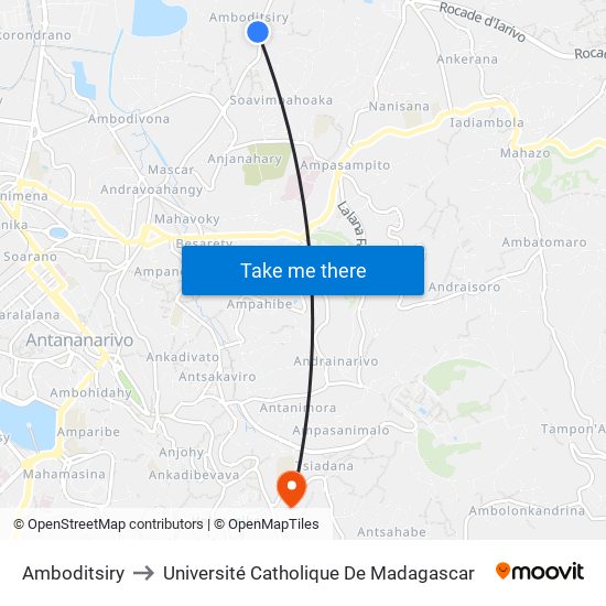 Amboditsiry to Université Catholique De Madagascar map
