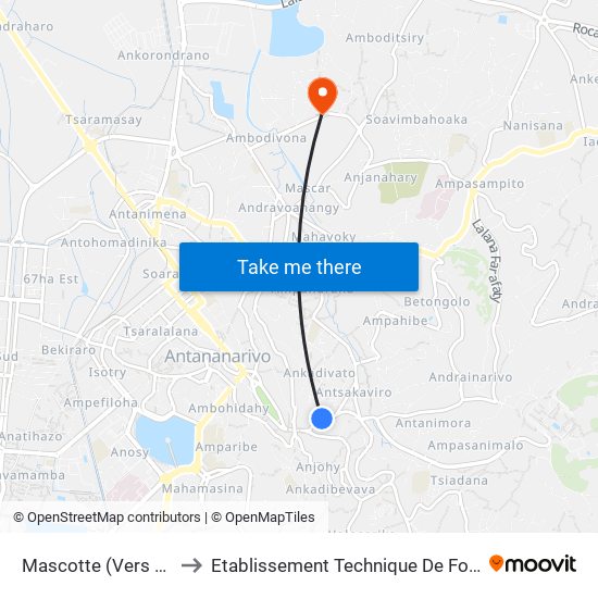 Mascotte (Vers Anosy) - Antsahabe to Etablissement Technique De Formation Professionnel Supérieur map