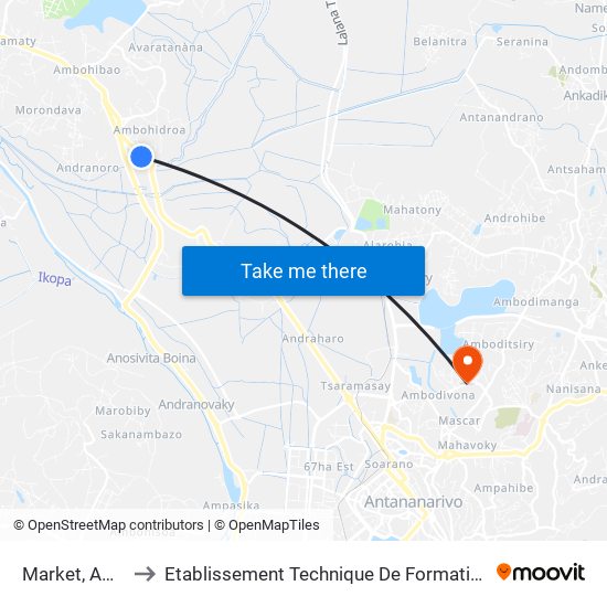 Market, Ambohidroa to Etablissement Technique De Formation Professionnel Supérieur map