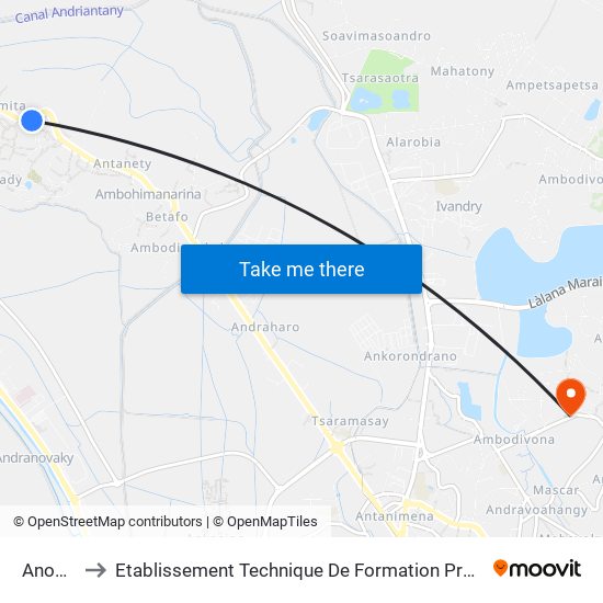 Anosisoa to Etablissement Technique De Formation Professionnel Supérieur map